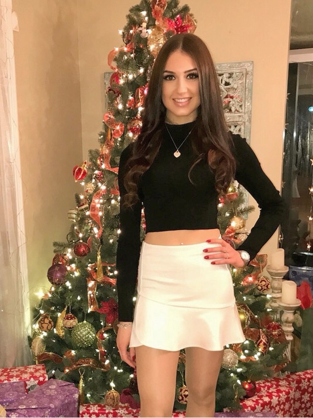 High-Waist Cream Mini Skirt